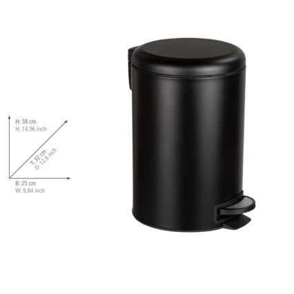 WENKO 54913100 - LEMAN Waste Bin 25x38 cm Black