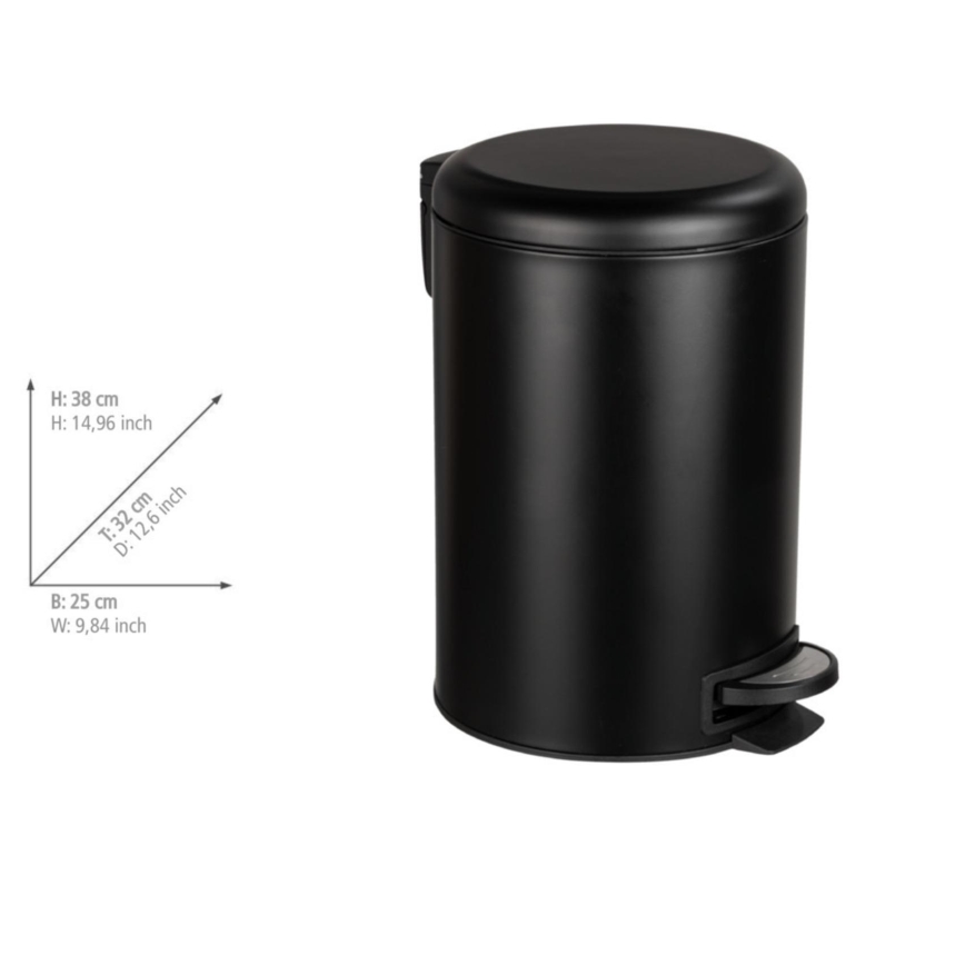 WENKO 54913100 - LEMAN Waste Bin 25x38 cm Black