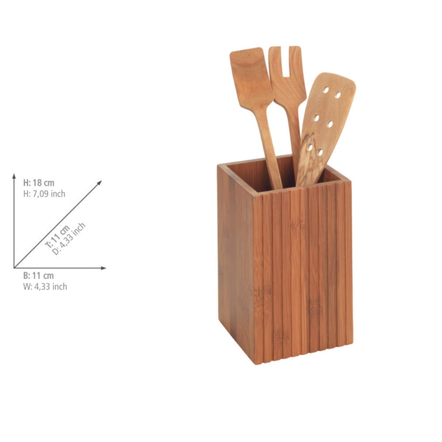 WENKO 54941100 - 3-piece kitchen utensil set 11 x 18 cm, brown
