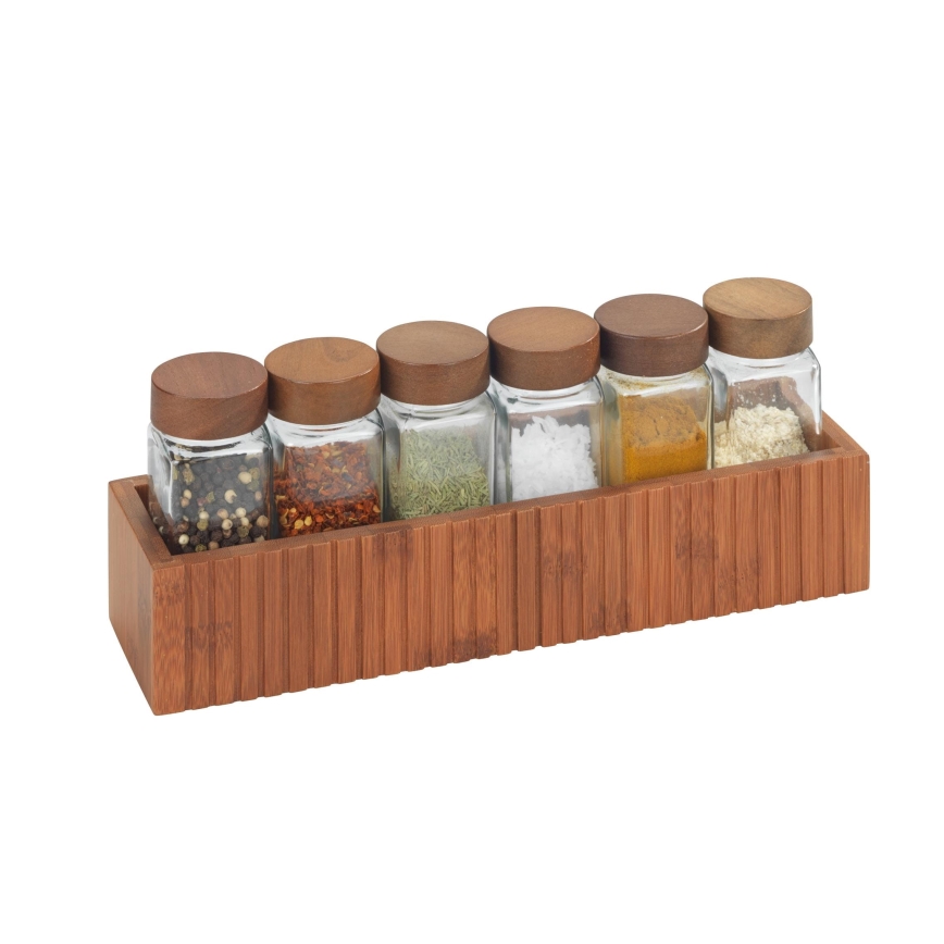 WENKO 54942100 - MERA Spice Jars, 30 x 8 cm, Brown