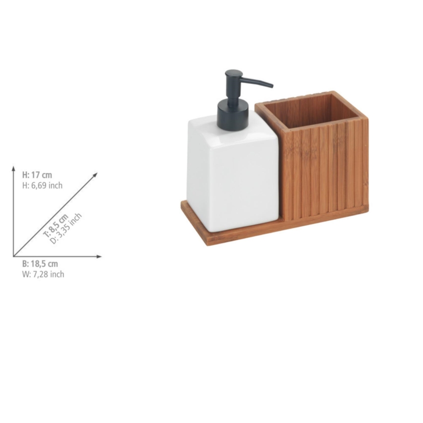 WENKO 54944100 - MERA Soap Dispenser 18.5 x 17 cm, Brown