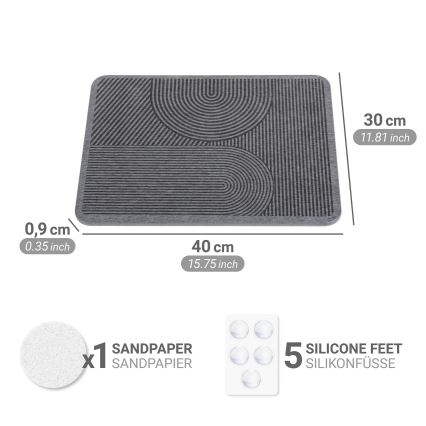 WENKO 54955100 - DAMON Dish Drying Mat 40x30 cm diatomite/grey