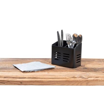 WENKO 55024100-Cutlery caddy BLACK OUTDOOR KITCHEN 16x13,5 cm black