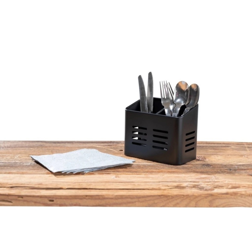 WENKO 55024100-Cutlery caddy BLACK OUTDOOR KITCHEN 16x13,5 cm black