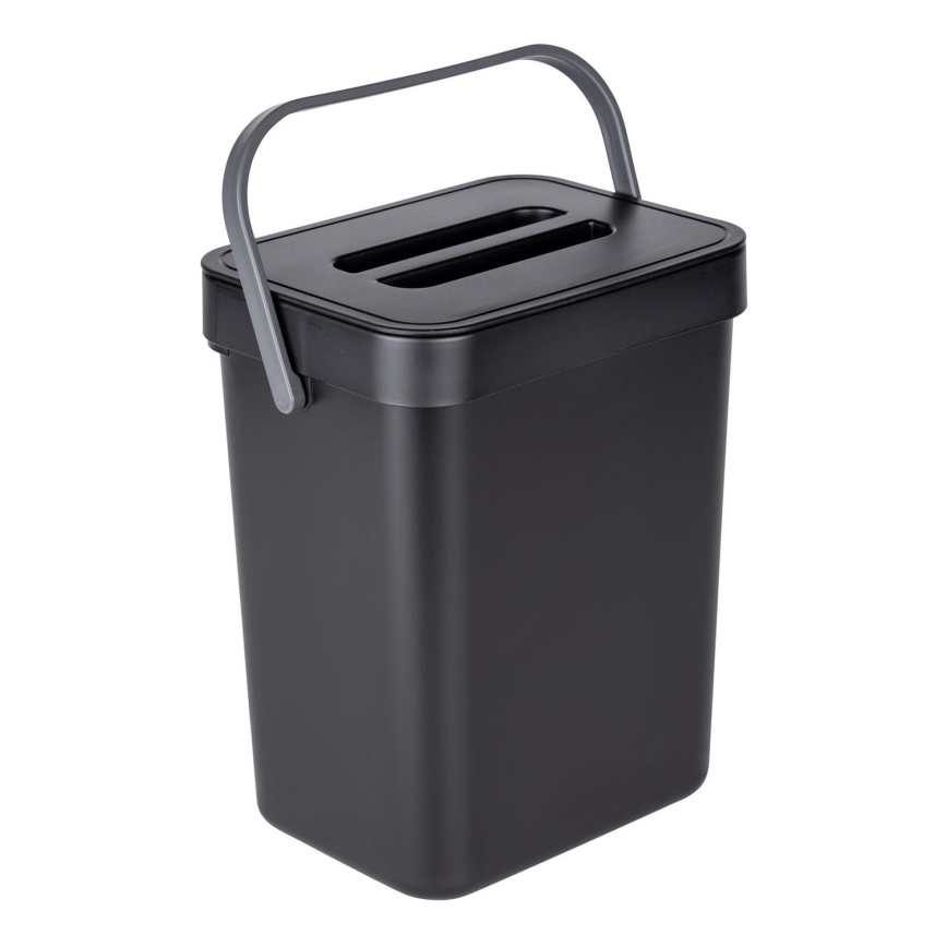 WENKO 55027100 - Waste Bin BLACK OUTDOOR KITCHEN 19x24 cm black/grey/transparent
