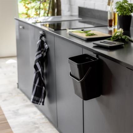 WENKO 55027100 - Waste Bin BLACK OUTDOOR KITCHEN 19x24 cm black/grey/transparent