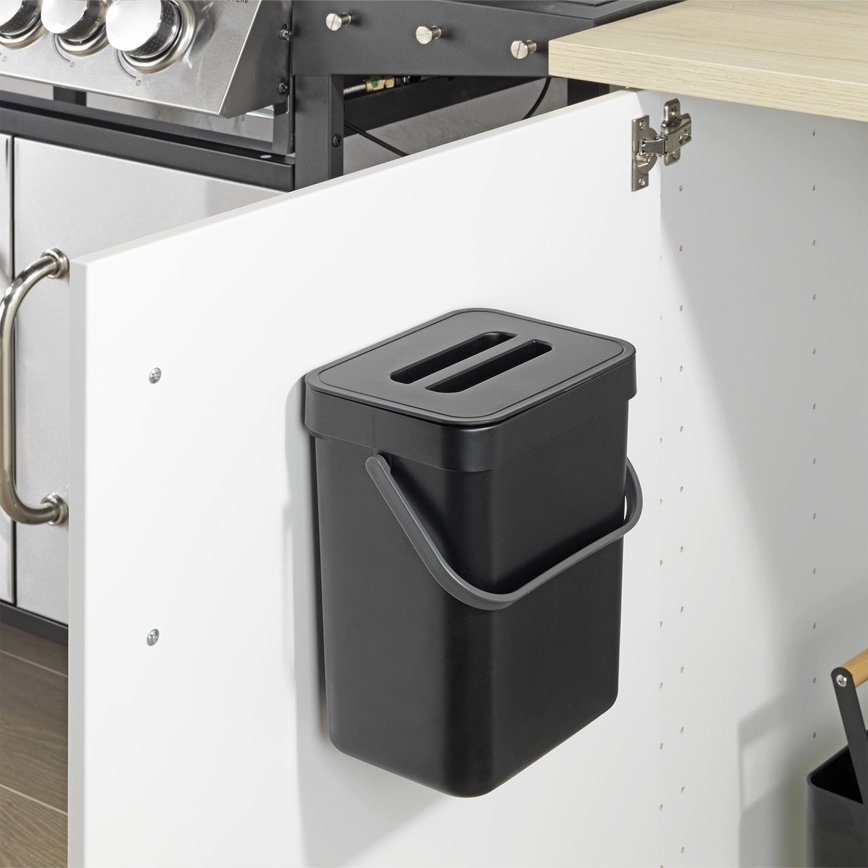 WENKO 55027100 - Waste Bin BLACK OUTDOOR KITCHEN 19x24 cm black/grey/transparent