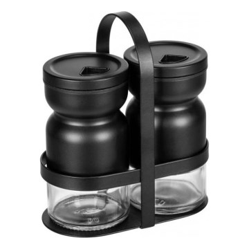 WENKO 55081100 - BLACK OUTDOOR KITCHEN spice jar set 12 x 14.5 cm clear/black