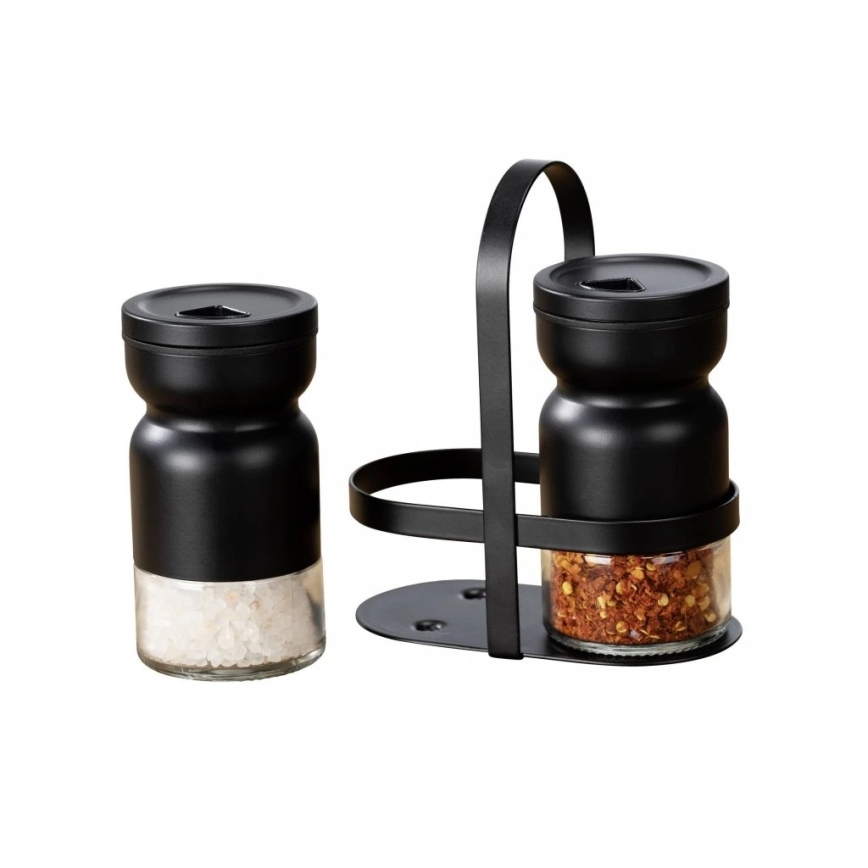 WENKO 55081100 - BLACK OUTDOOR KITCHEN spice jar set 12 x 14.5 cm clear/black