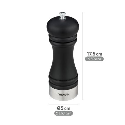 WENKO 55083100-Pepper Mill BLACK OUTDOOR KITCHEN 5x17,5 cm black/white