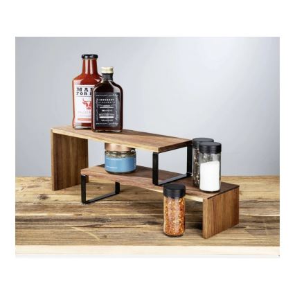 WENKO 55097100-Shelf BLACK OUTDOOR KITCHEN 36x16 cm brown/black