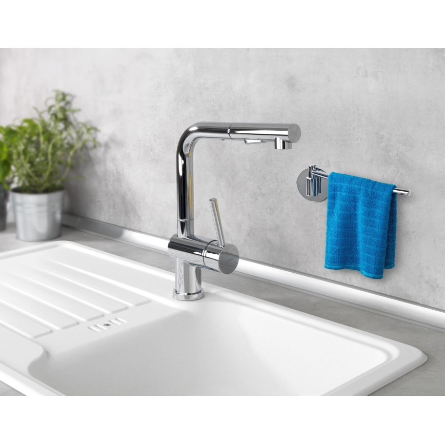 WENKO 5639100 - TURBO-LOC KÜCHE Paper Towel Holder 23x6,5 cm, Stainless Steel/Silver
