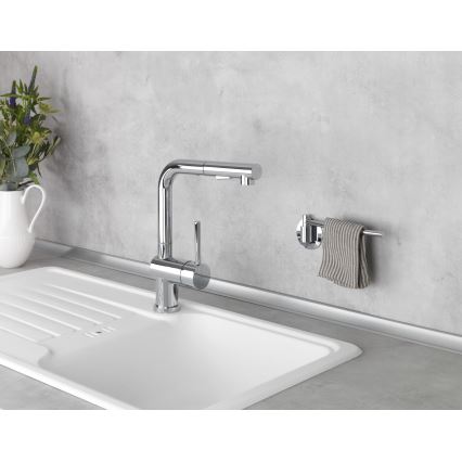 WENKO 5639100 - TURBO-LOC KÜCHE Paper Towel Holder 23x6,5 cm, Stainless Steel/Silver