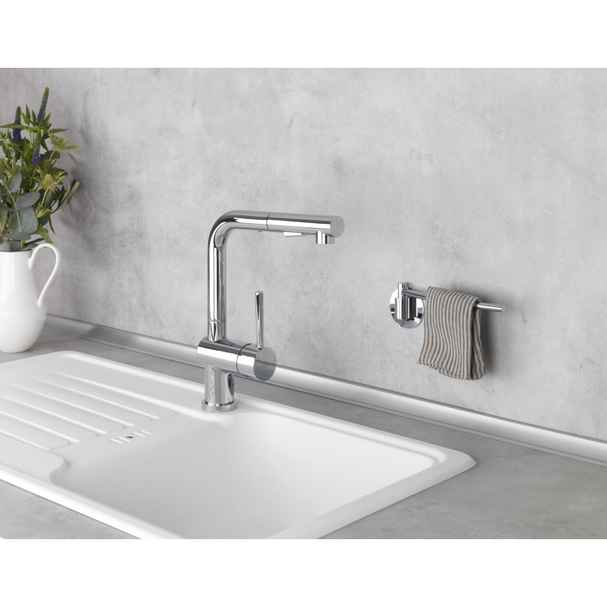 WENKO 5639100 - TURBO-LOC KÜCHE Paper Towel Holder 23x6,5 cm, Stainless Steel/Silver