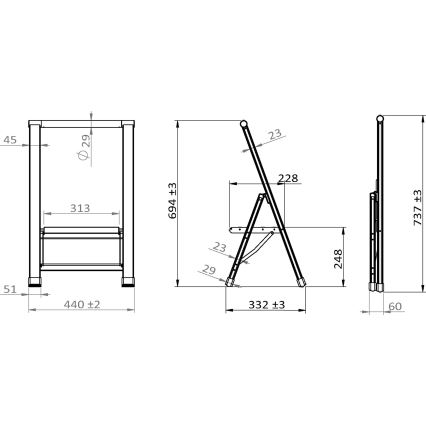 WENKO 601011100 - ALU-DESIGN Stepladder 44x101 cm silver/black