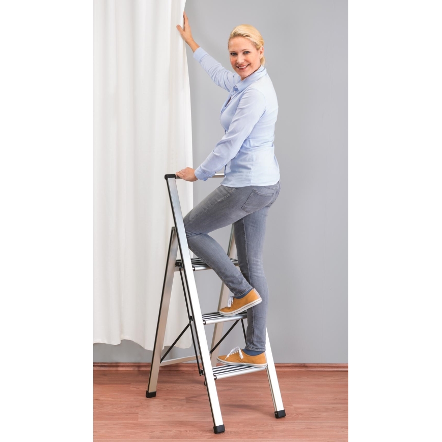WENKO 601011100 - ALU-DESIGN Stepladder 44x101 cm silver/black