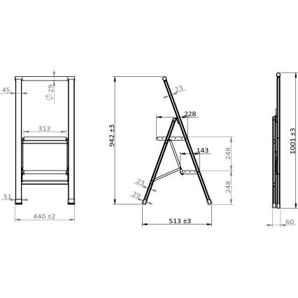 WENKO 601015100 - ALU-DESIGN Stepladder 44x101 cm white/grey