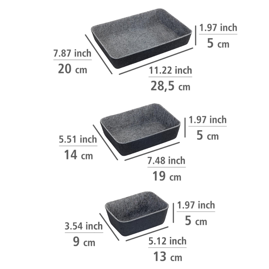WENKO 64502100 - FELT Drawer Organizer 28.5 x 20 cm grey