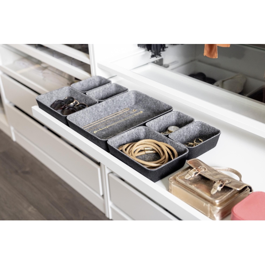 WENKO 64502100 - FELT Drawer Organizer 28.5 x 20 cm grey