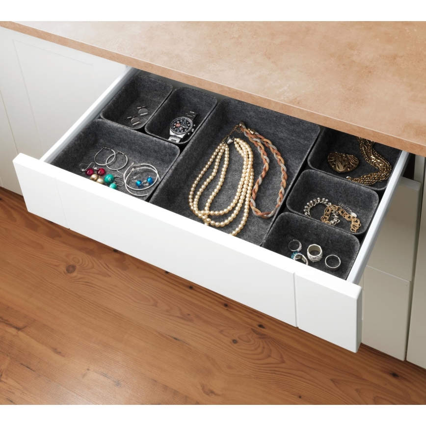 WENKO 64502100 - FELT Drawer Organizer 28.5 x 20 cm grey