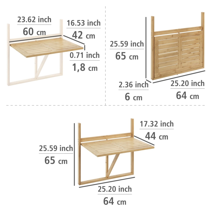 WENKO 69806800 - WAIKIKI Table 64x65 cm White/Brown