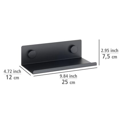 WENKO 71147800 - JET Shelf 25 x 7.5 cm Black