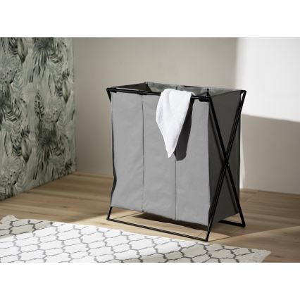 WENKO 71297800 - TRIO Laundry Hamper 69x76 cm grey/black