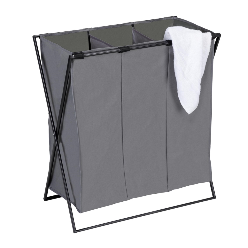 WENKO 71297800 - TRIO Laundry Hamper 69x76 cm grey/black