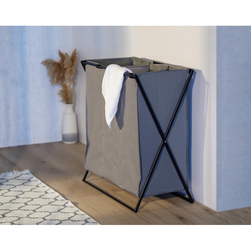 WENKO 71297800 - TRIO Laundry Hamper 69x76 cm grey/black