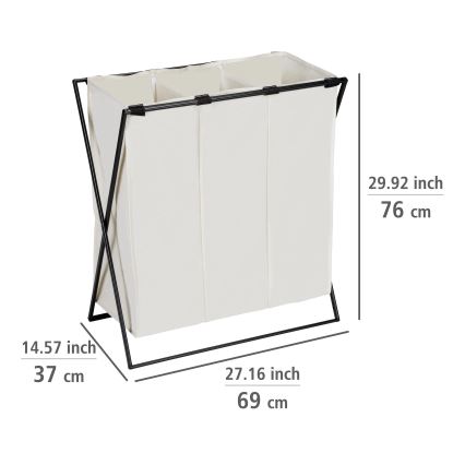 WENKO 71298800 - TRIO Laundry Hamper 69x76 cm Cream/Black