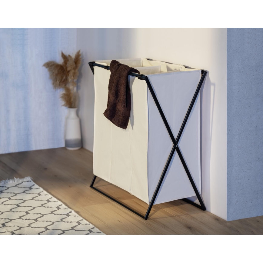 WENKO 71298800 - TRIO Laundry Hamper 69x76 cm Cream/Black