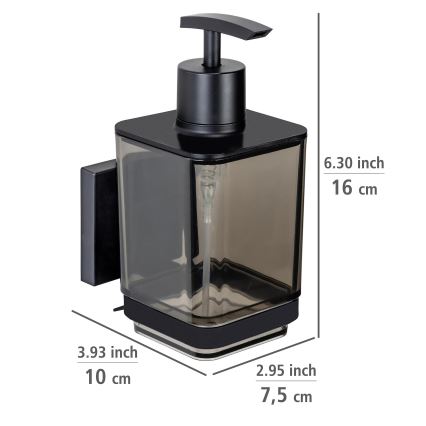 WENKO 71444800 - VACUUM-LOC QUADRO ED Soap Dispenser, 7.5 x 16 cm, Black