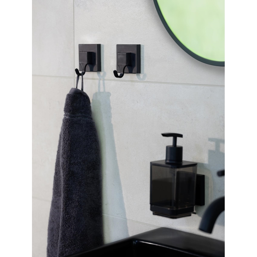 WENKO 71444800 - VACUUM-LOC QUADRO ED Soap Dispenser, 7.5 x 16 cm, Black