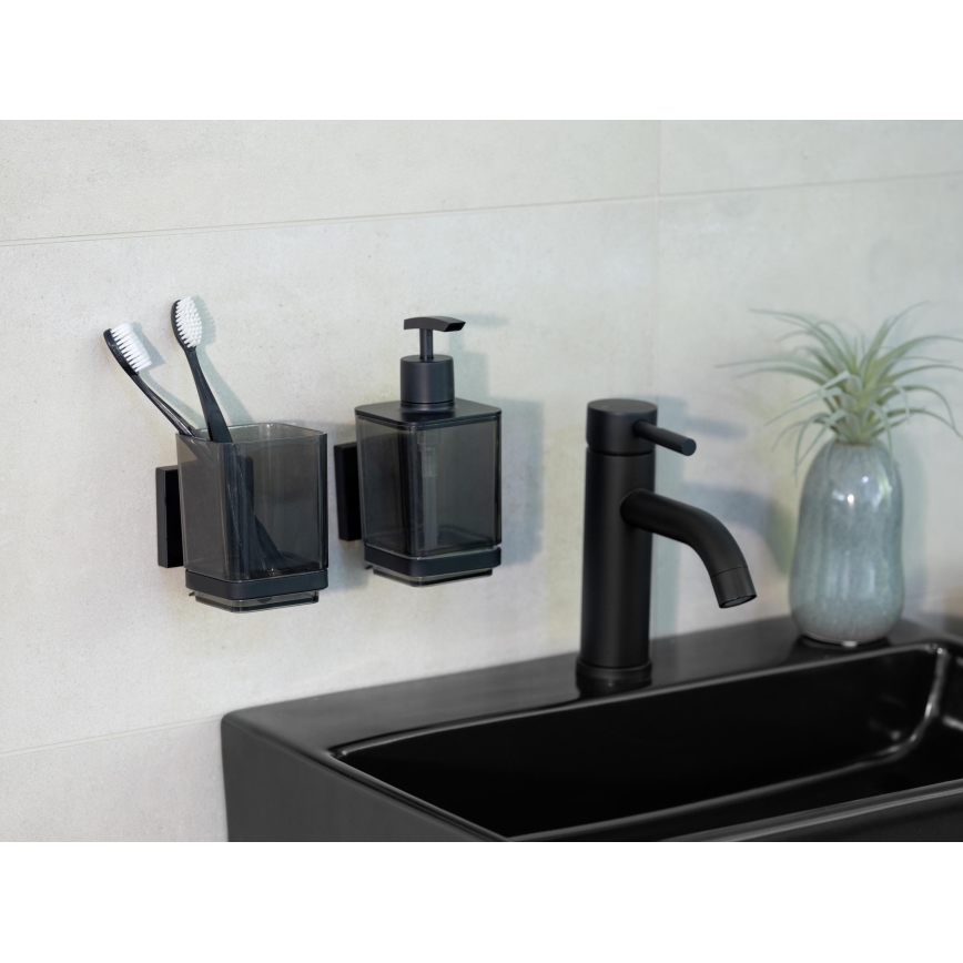 WENKO 71444800 - VACUUM-LOC QUADRO ED Soap Dispenser, 7.5 x 16 cm, Black
