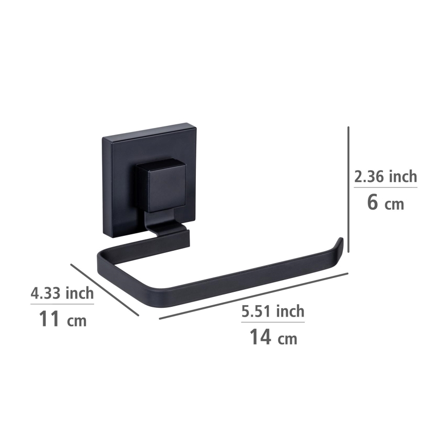 WENKO 71447800 - VACUUM-LOC QUADRO ED Toilet Paper Holder 14x11 cm, Black