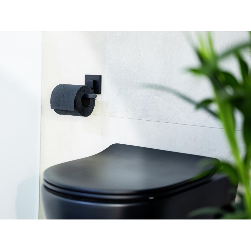 WENKO 71447800 - VACUUM-LOC QUADRO ED Toilet Paper Holder 14x11 cm, Black