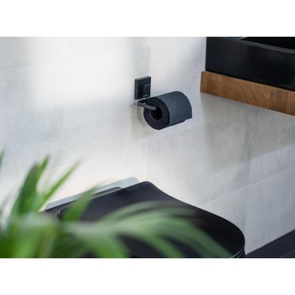 WENKO 71447800 - VACUUM-LOC QUADRO ED Toilet Paper Holder 14x11 cm, Black