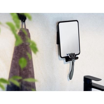 WENKO 71449800 - VACUUM-LOC QUADRO ED Mirror 14 x 19.5 cm, Black