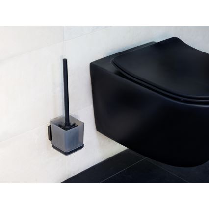 WENKO 71450800 - WC set VACUUM-LOC QUADRO ED 9,5x37 cm black