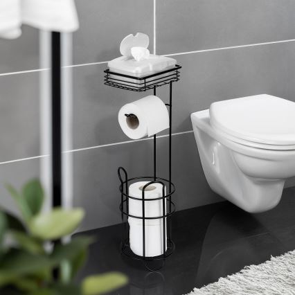 WENKO 71451800 - Toilet Paper Holder 16 x 59 cm, Black