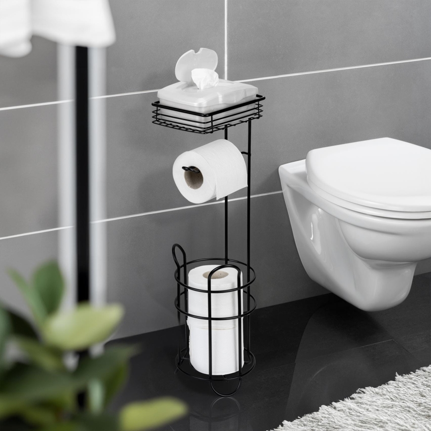 WENKO 71451800 - Toilet Paper Holder 16 x 59 cm, Black