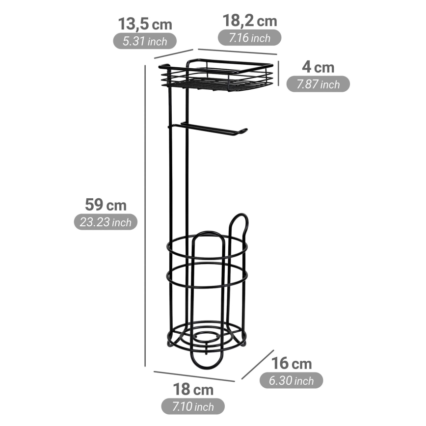WENKO 71451800 - Toilet Paper Holder 16 x 59 cm, Black