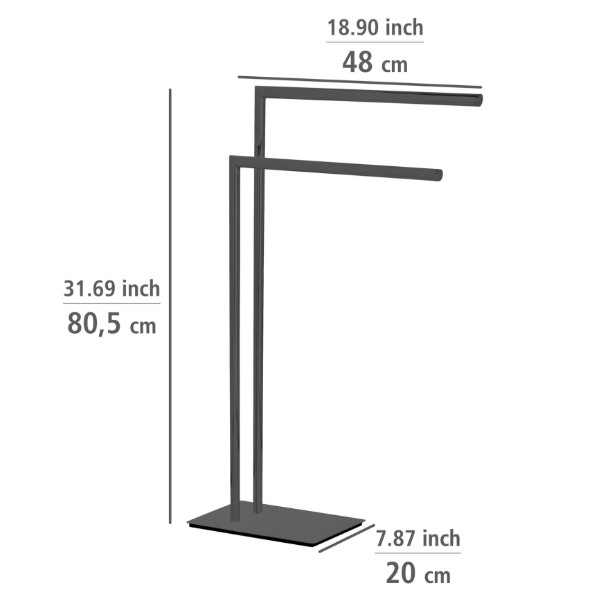 WENKO 71555800 - RECCO Towel Rack, 48 x 80.5 cm, Black