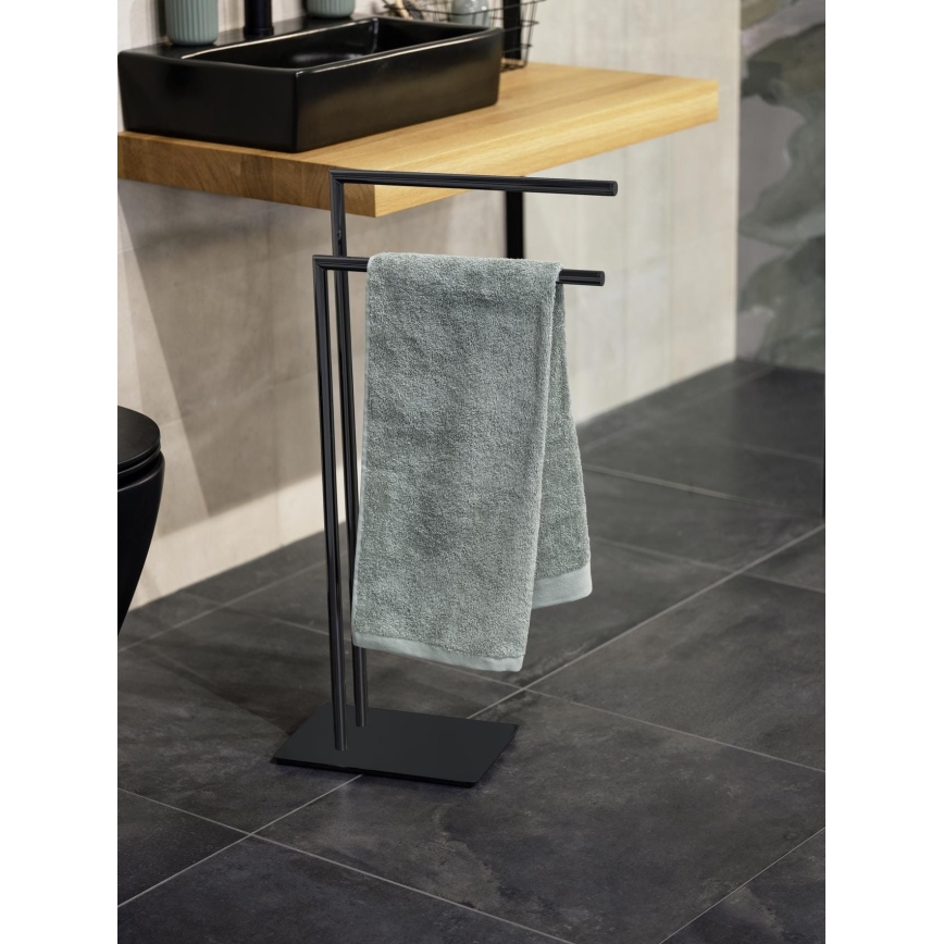 WENKO 71555800 - RECCO Towel Rack, 48 x 80.5 cm, Black