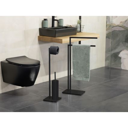 WENKO 71555800 - RECCO Towel Rack, 48 x 80.5 cm, Black
