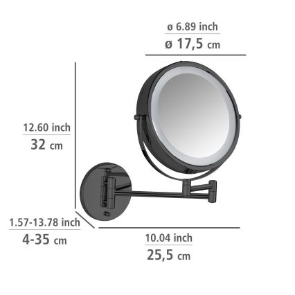WENKO 71559800 - POWER-LOC Mirror 25.5 x 32 cm, Black