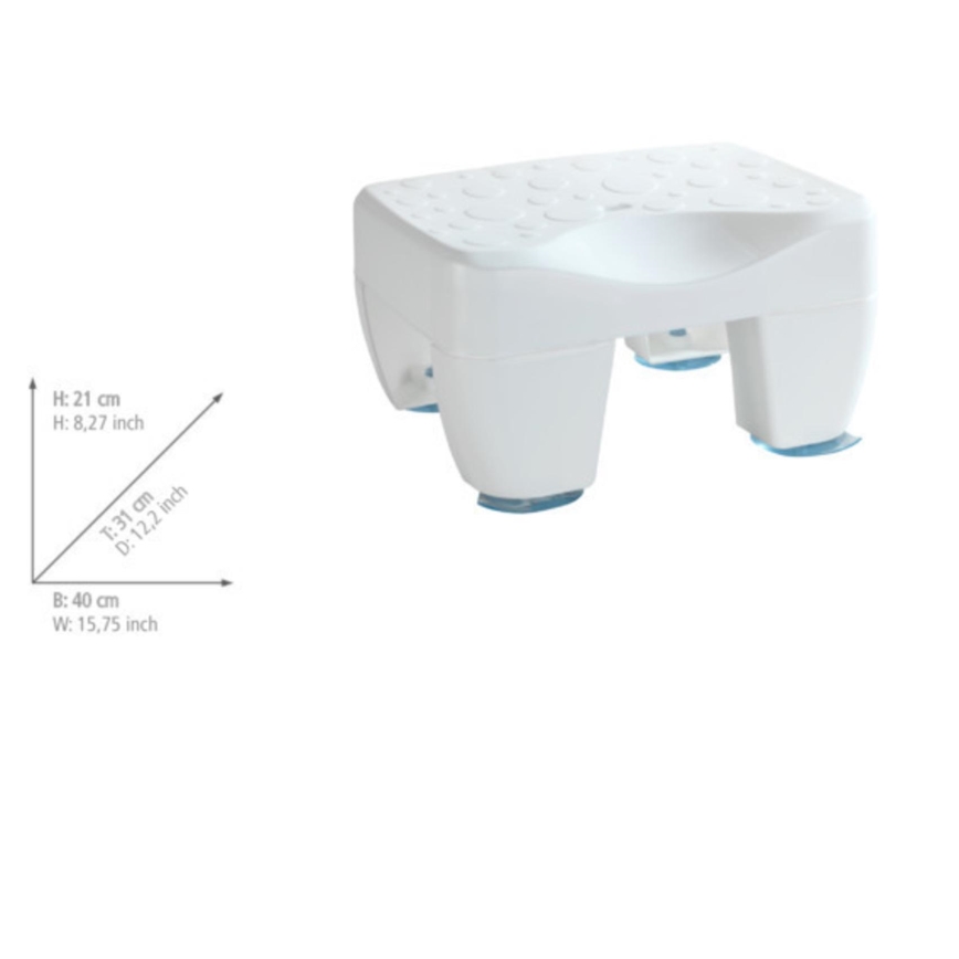 WENKO 73361100 - SECURA Bath Stool, 40 x 31 cm, White/Clear