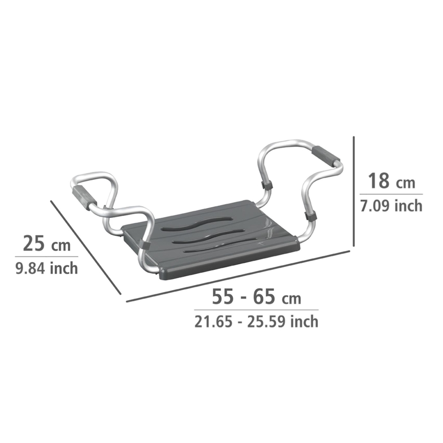 WENKO 73392500-Safety seat for the bathroom 26x18 cm silver/anthracite