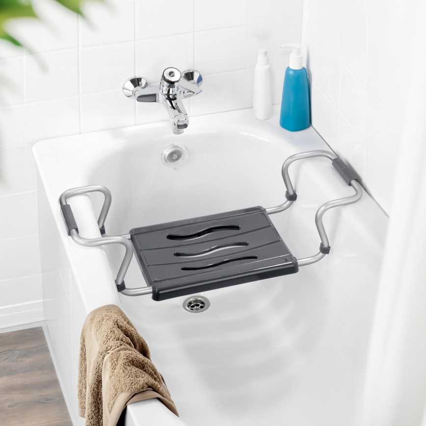 WENKO 73392500-Safety seat for the bathroom 26x18 cm silver/anthracite