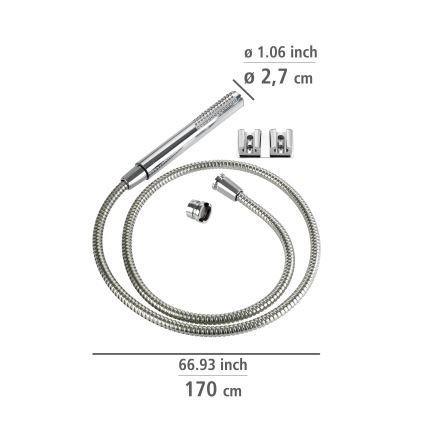 WENKO 81340100 - DUO Shower, 170 x 2.7 cm, Polished Chrome / Silver / Grey